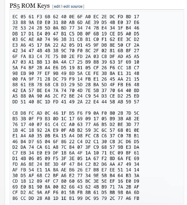 PS5 ROM keys 已泄露