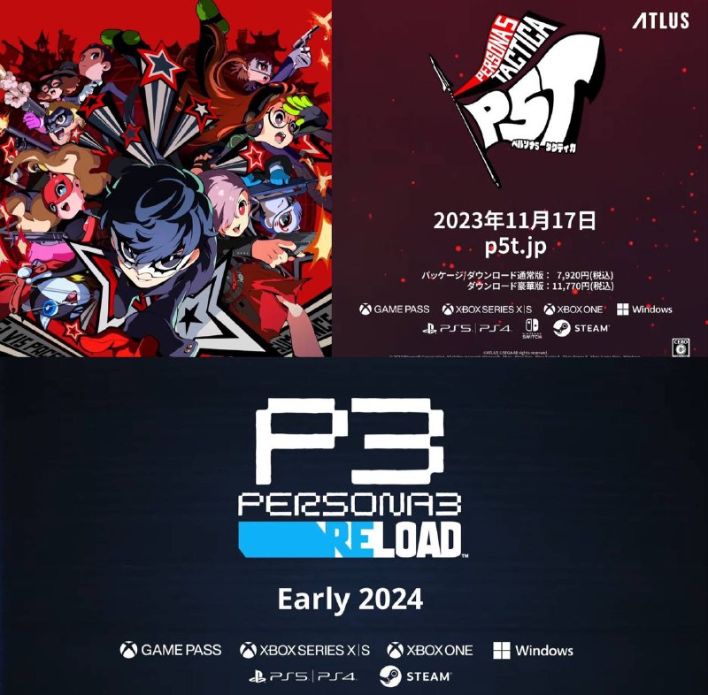 Atlus官宣「女神异闻录5 战略版」「女神异闻录 3 Reload」也将同步登录PS4/PS5平台